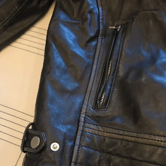 Barneys New York Black Leather Jacket - Picture 4 of 9